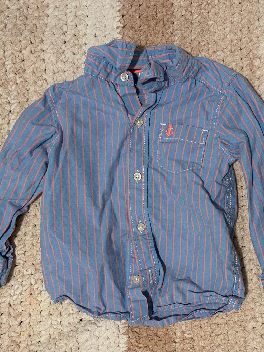 Carter's Blue Shirt with Pink Stripes Button-Down